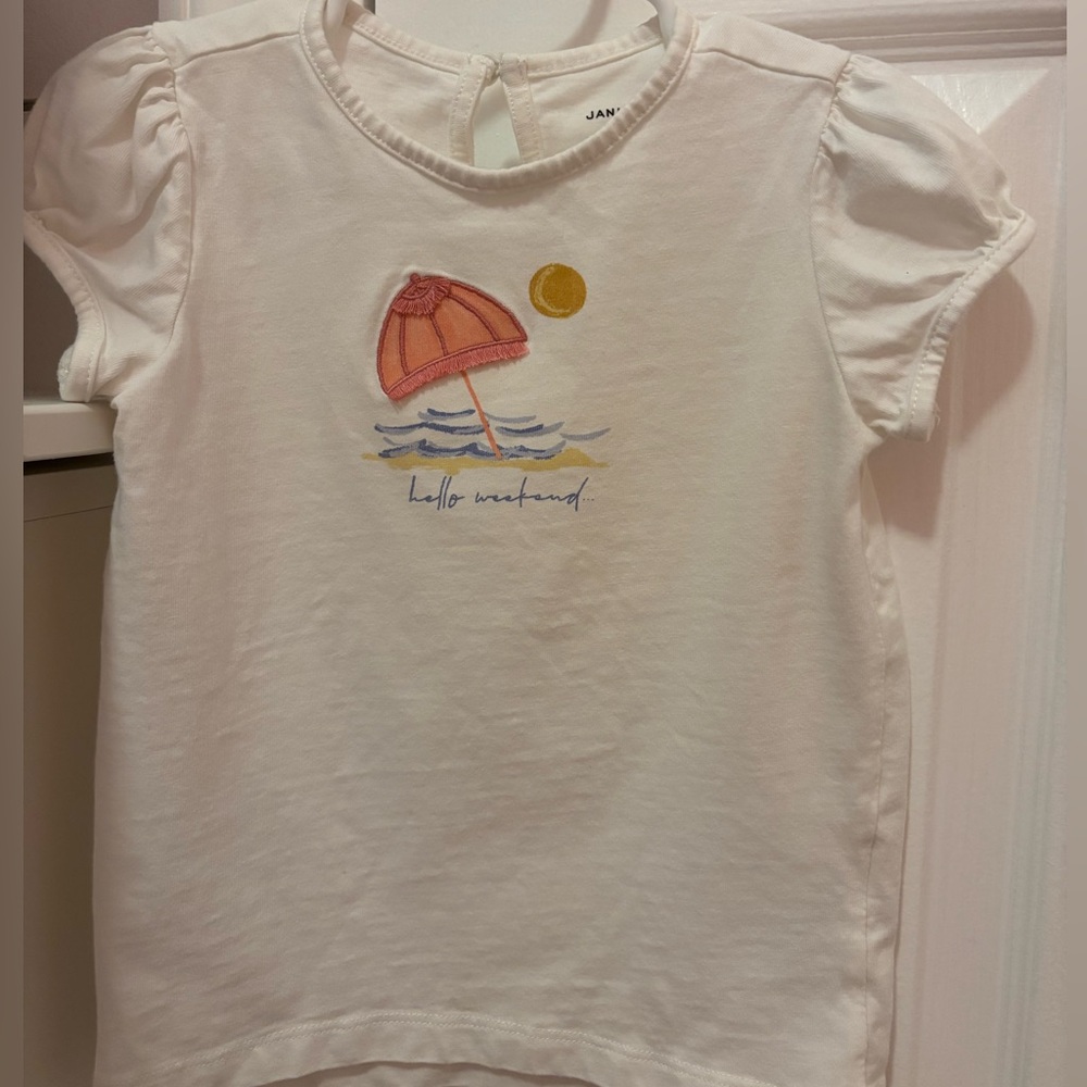 Janie and Jack White Tee with Umbrella Design